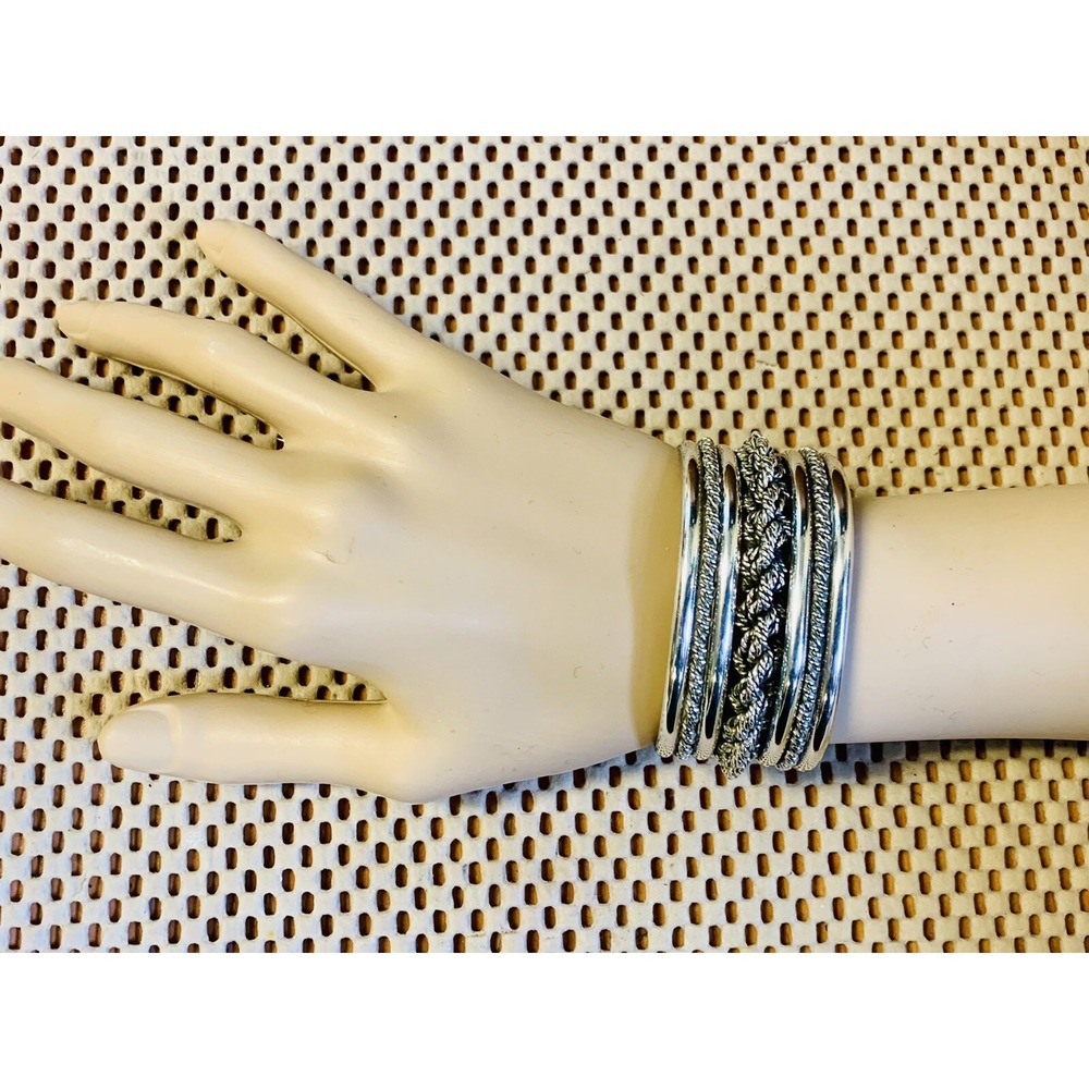 Vintage 925 Sterling Silver Navajo Braided Bracelet Roger Francisco Cuff Bangle